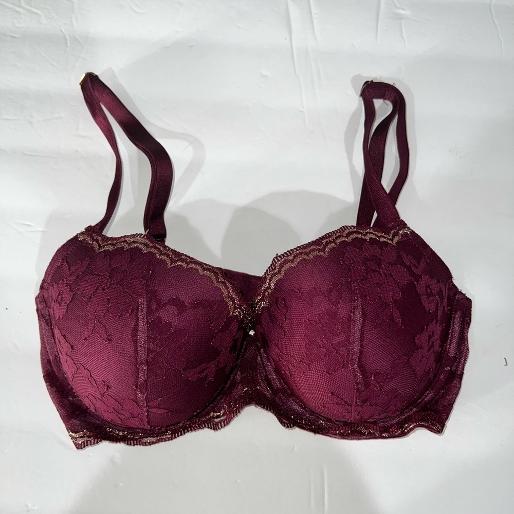 Victoria's Secret Dream Angels Lined Demi Burgundy Purple Bra 32DD
